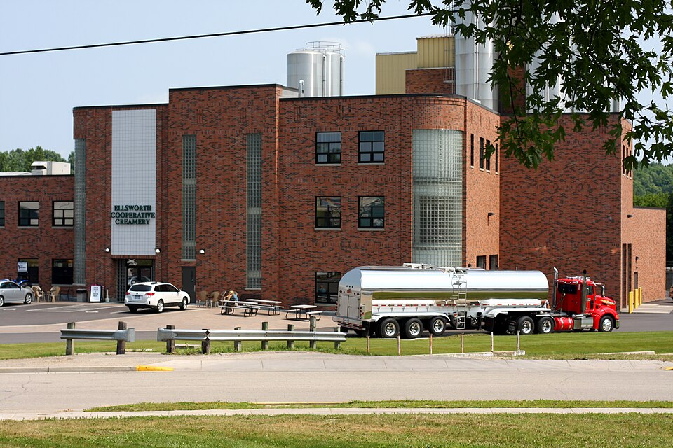Exterior of the Ellsworth Cooperative Creamery building in Ellsworth, Wisconsin., Pierce County, Wisconsin