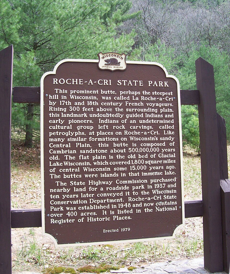 Roche-A-Cri State Park — Roche-A-CriRHPSign, Adams County, Wisconsin