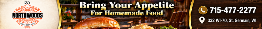 DJ’s Northwoods Family Restaurant premium banner advertisement