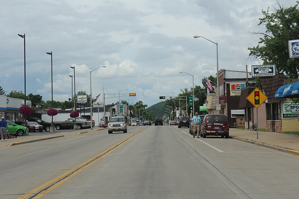 Looking north in Adams on WIS 13, Adams County, Wisconsin